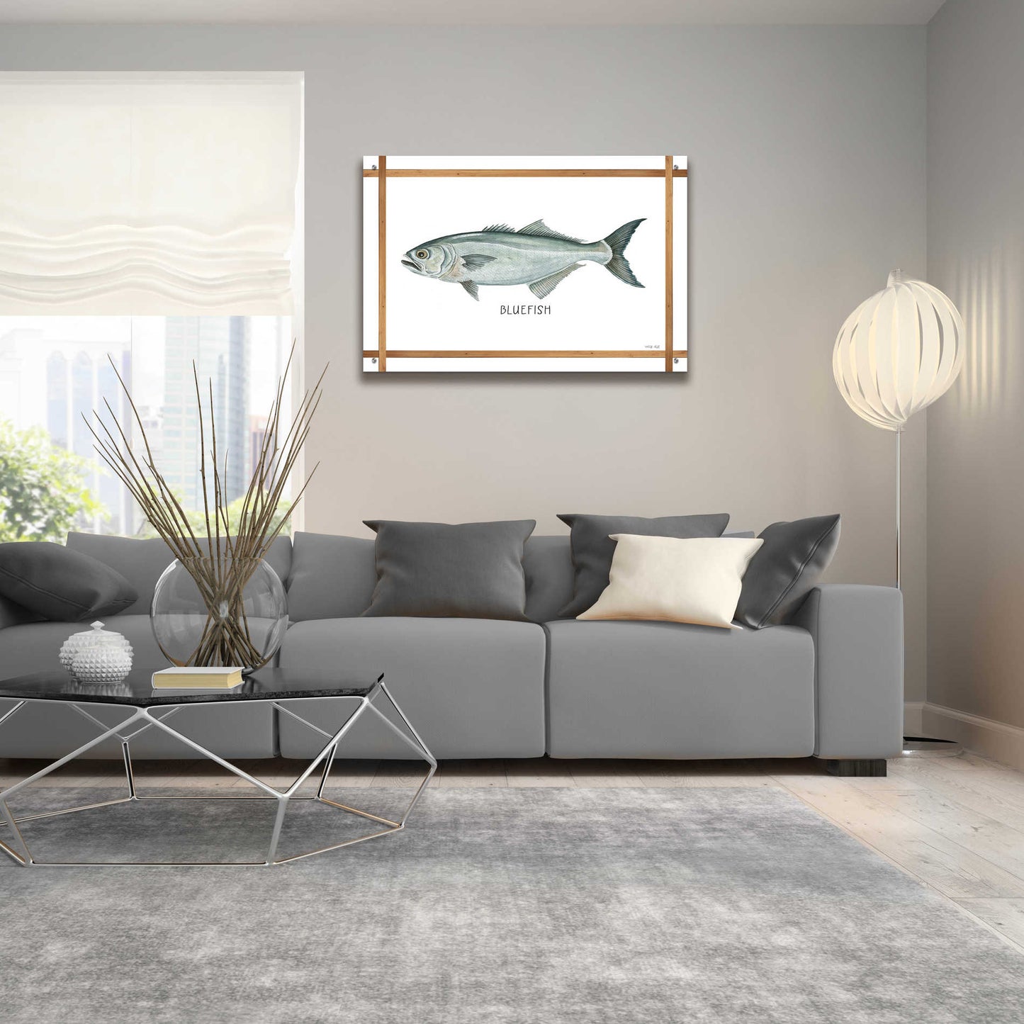 Epic Art 'Bluefish on White' by Cindy Jacobs, Acrylic Glass Wall Art,36x24