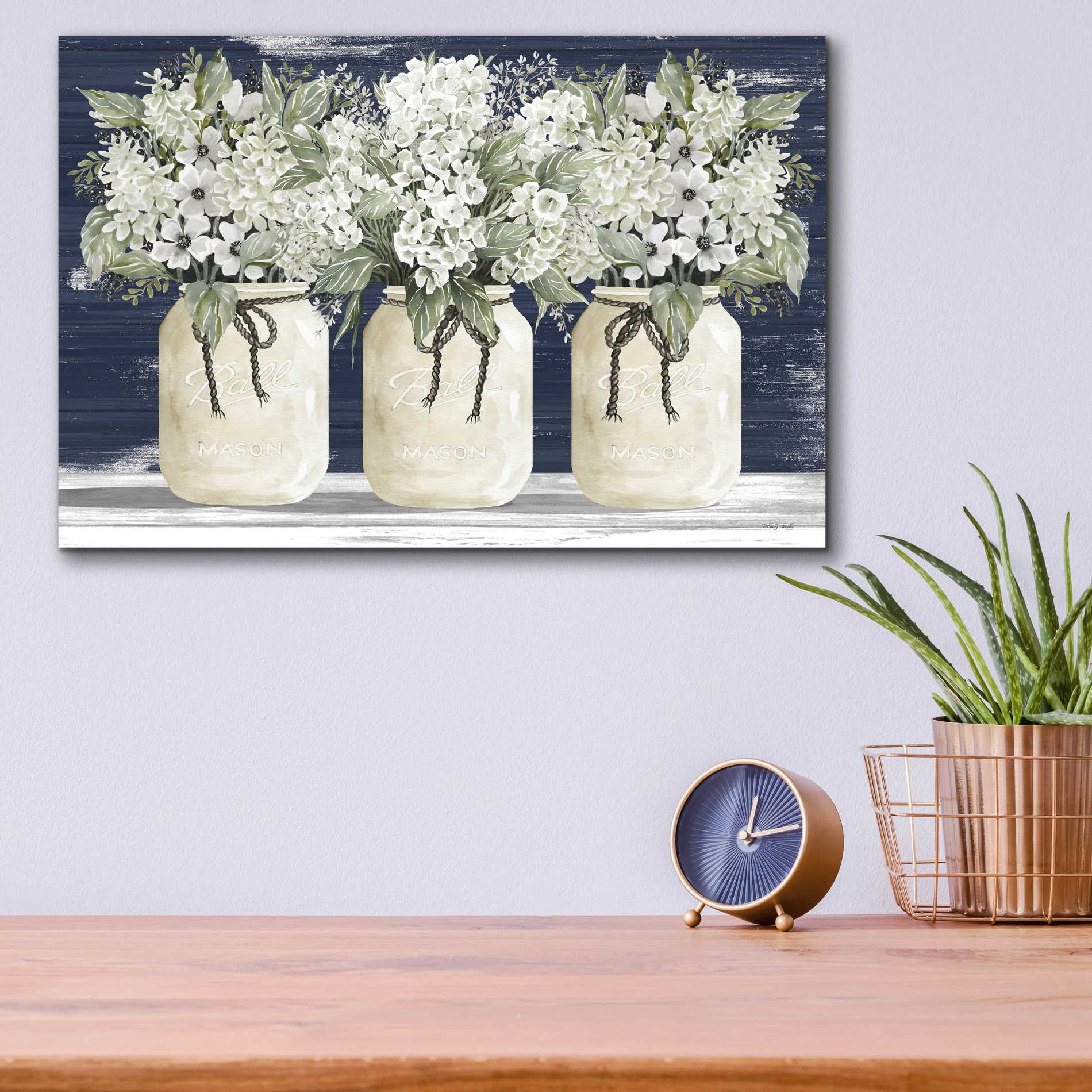 Epic Art 'White Floral Trio' by Cindy Jacobs, Acrylic Glass Wall Art,16x12