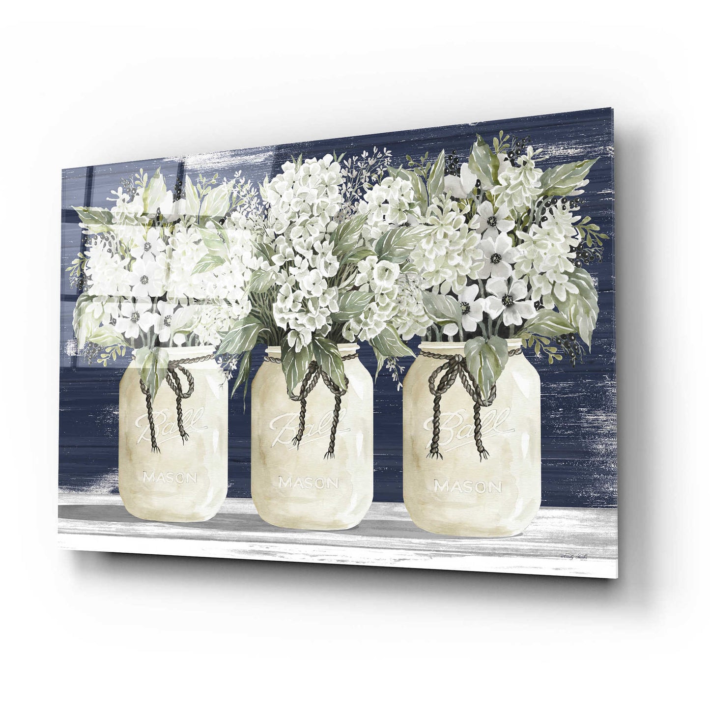 Epic Art 'White Floral Trio' by Cindy Jacobs, Acrylic Glass Wall Art,24x16