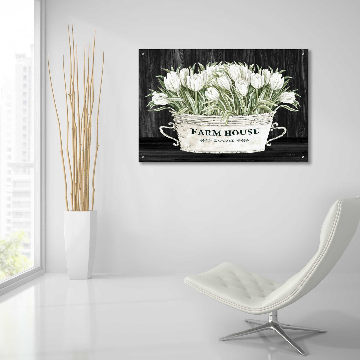 Epic Art 'Farmhouse Tulips' by Cindy Jacobs, Acrylic Glass Wall Art,36x24