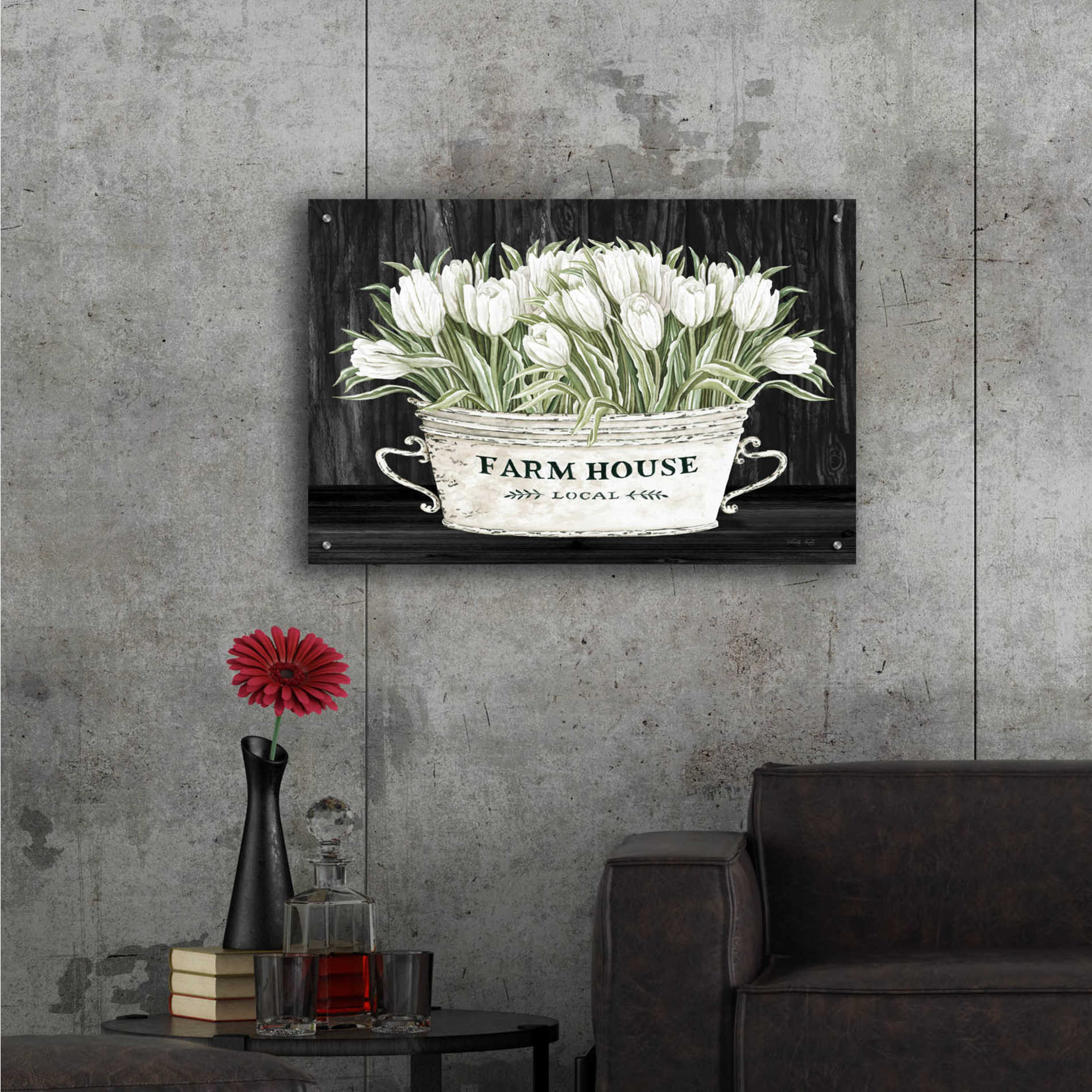 Epic Art 'Farmhouse Tulips' by Cindy Jacobs, Acrylic Glass Wall Art,36x24