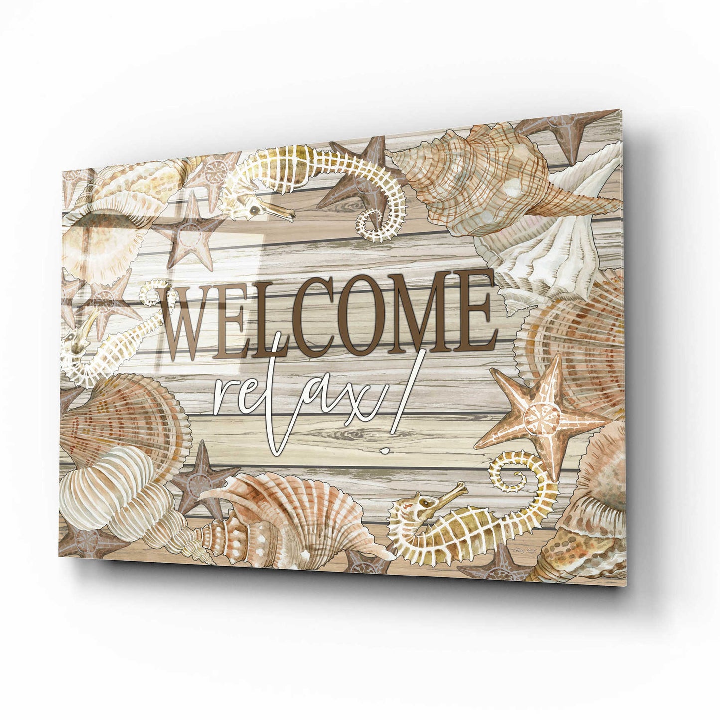 Epic Art 'Beach Welcome and Relax' by Cindy Jacobs, Acrylic Glass Wall Art,16x12