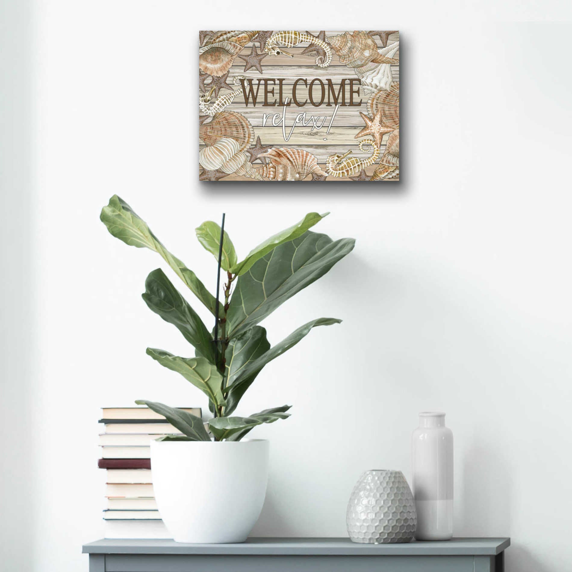 Epic Art 'Beach Welcome and Relax' by Cindy Jacobs, Acrylic Glass Wall Art,16x12