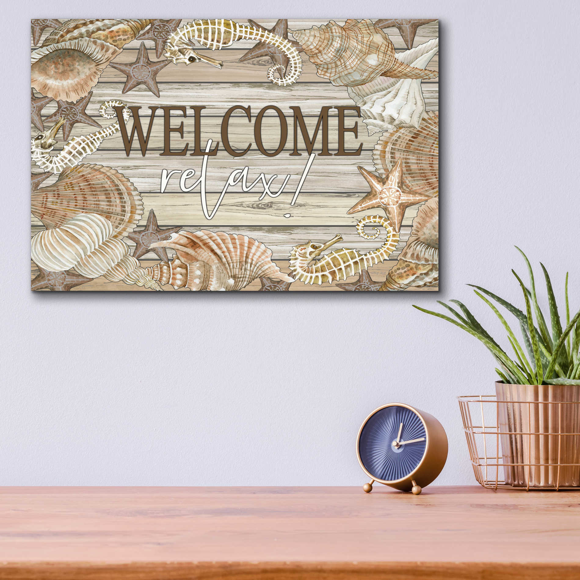 Epic Art 'Beach Welcome and Relax' by Cindy Jacobs, Acrylic Glass Wall Art,16x12