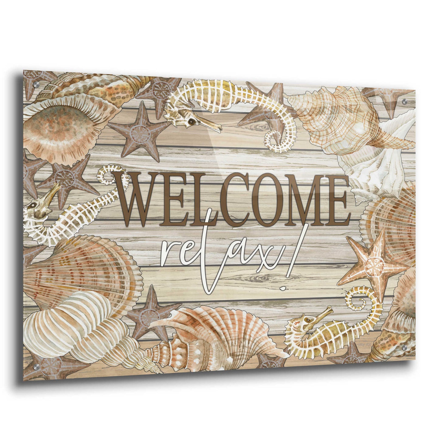 Epic Art 'Beach Welcome and Relax' by Cindy Jacobs, Acrylic Glass Wall Art,36x24