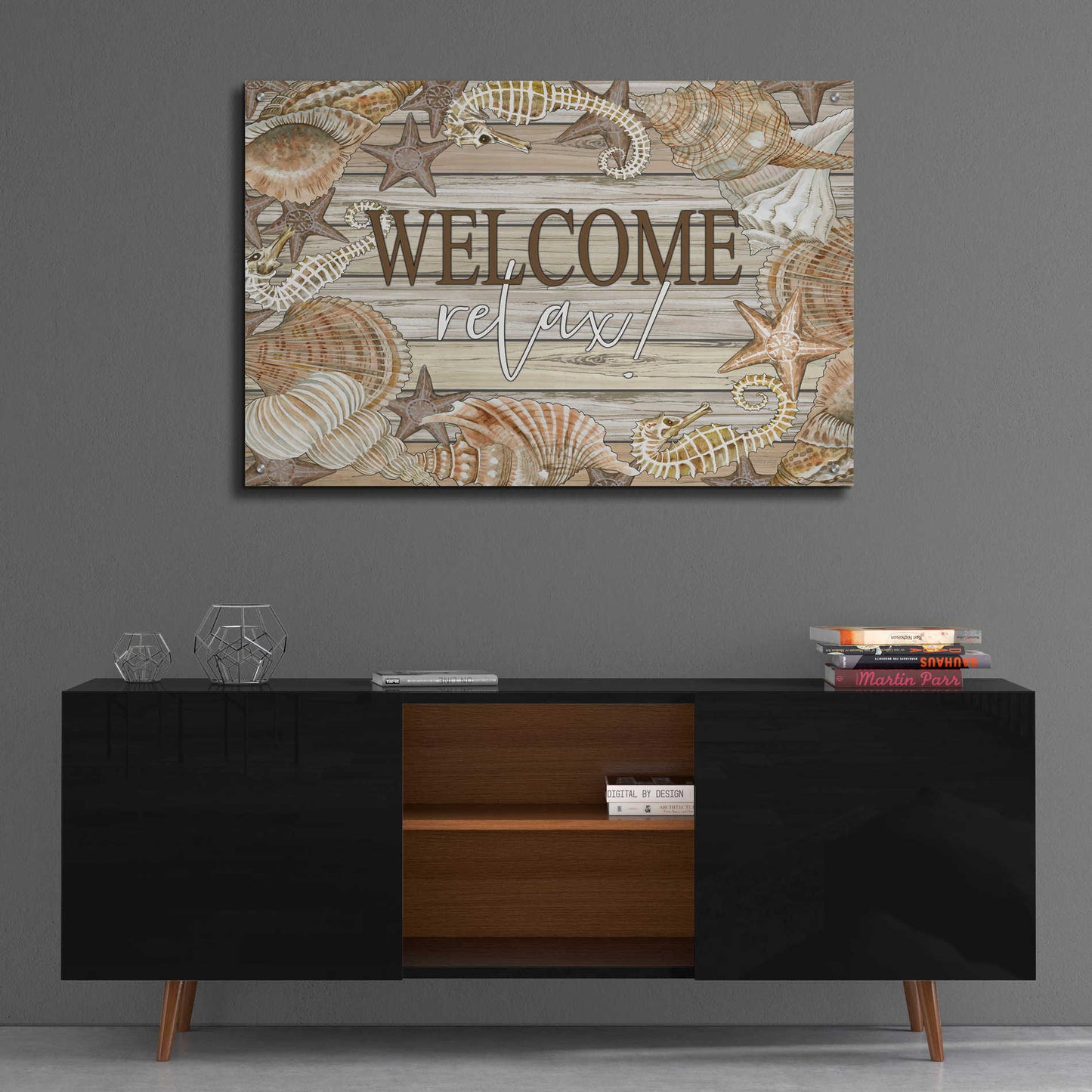 Epic Art 'Beach Welcome and Relax' by Cindy Jacobs, Acrylic Glass Wall Art,36x24