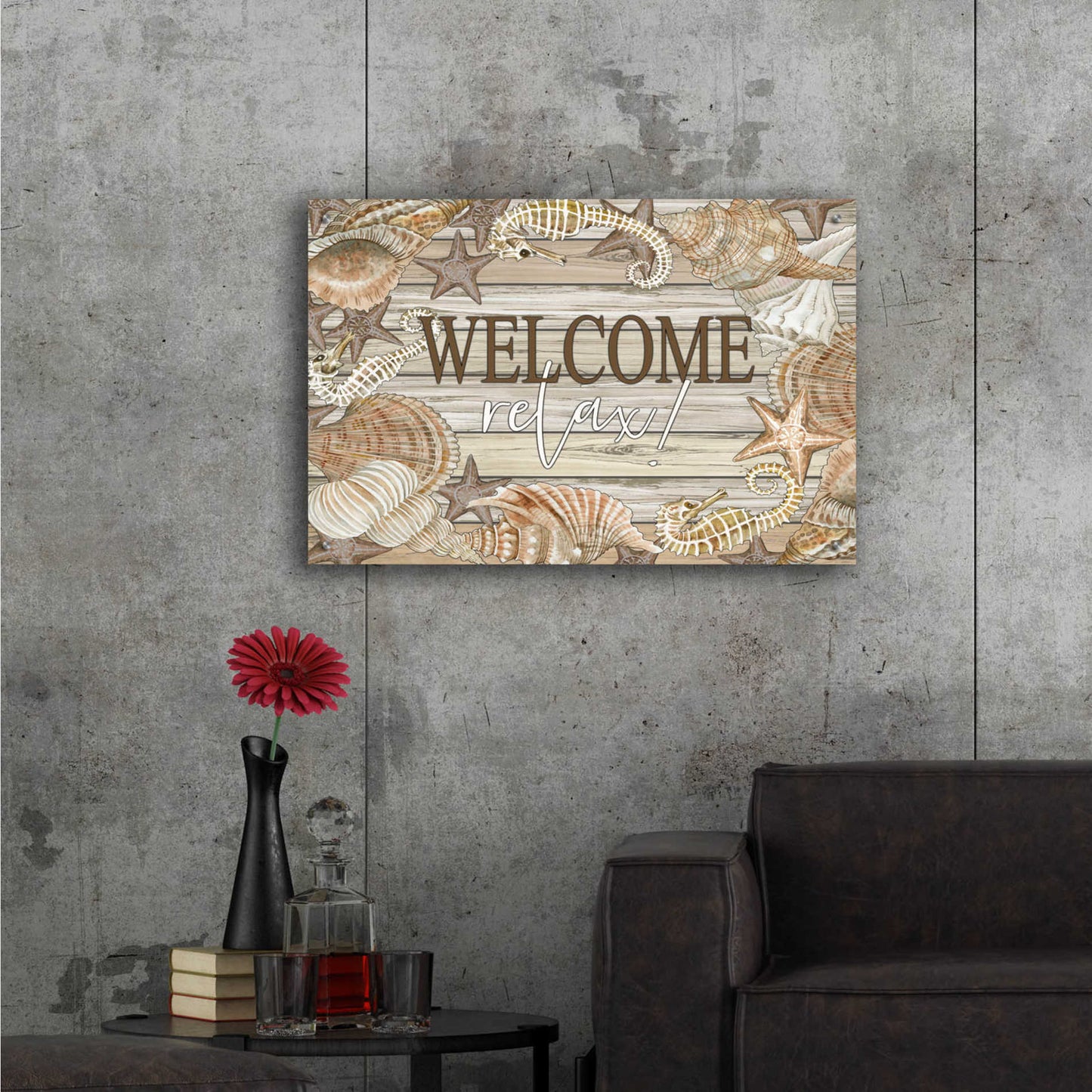 Epic Art 'Beach Welcome and Relax' by Cindy Jacobs, Acrylic Glass Wall Art,36x24