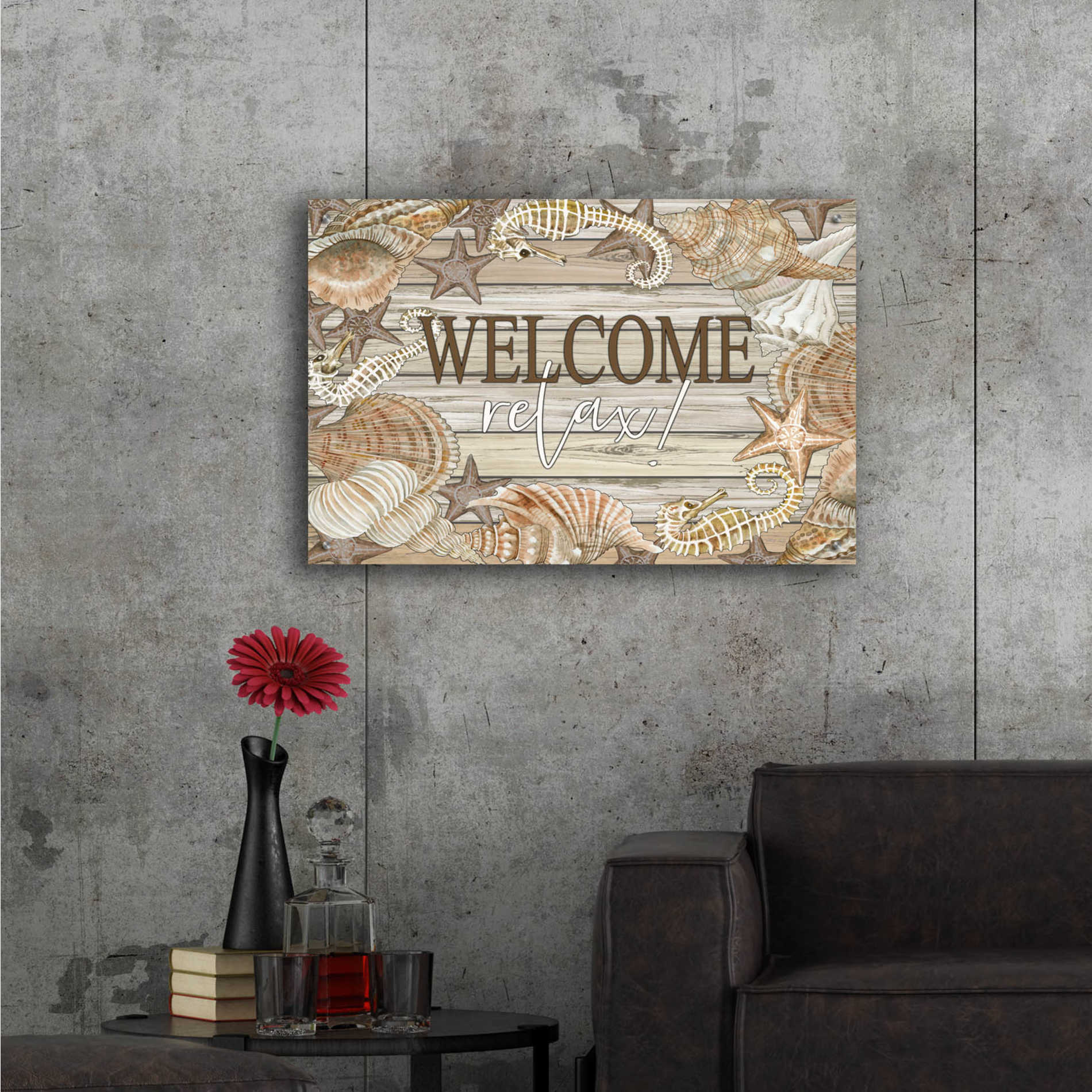 Epic Art 'Beach Welcome and Relax' by Cindy Jacobs, Acrylic Glass Wall Art,36x24