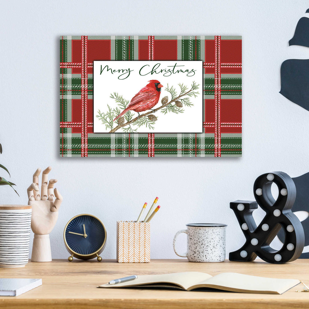 Epic Art 'Merry Christmas Cardinal' by Cindy Jacobs, Acrylic Glass Wall Art,16x12