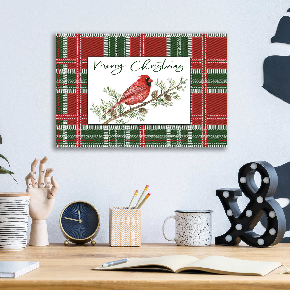 Epic Art 'Merry Christmas Cardinal' by Cindy Jacobs, Acrylic Glass Wall Art,16x12