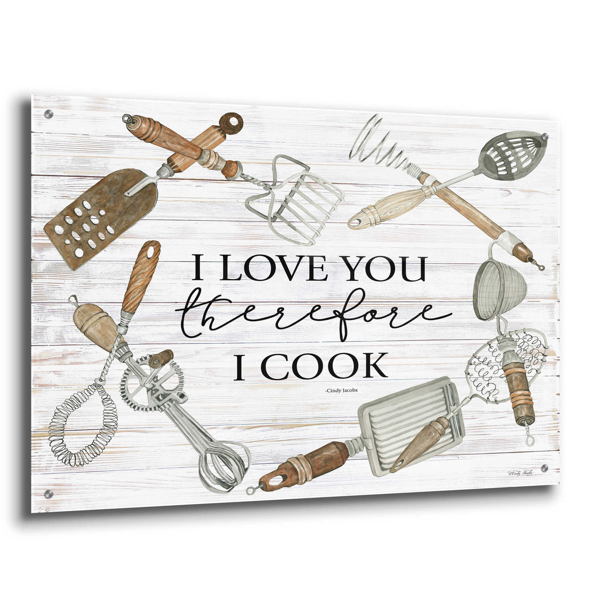 Epic Art 'I Love You Therefore I Cook' by Cindy Jacobs, Acrylic Glass Wall Art,36x24