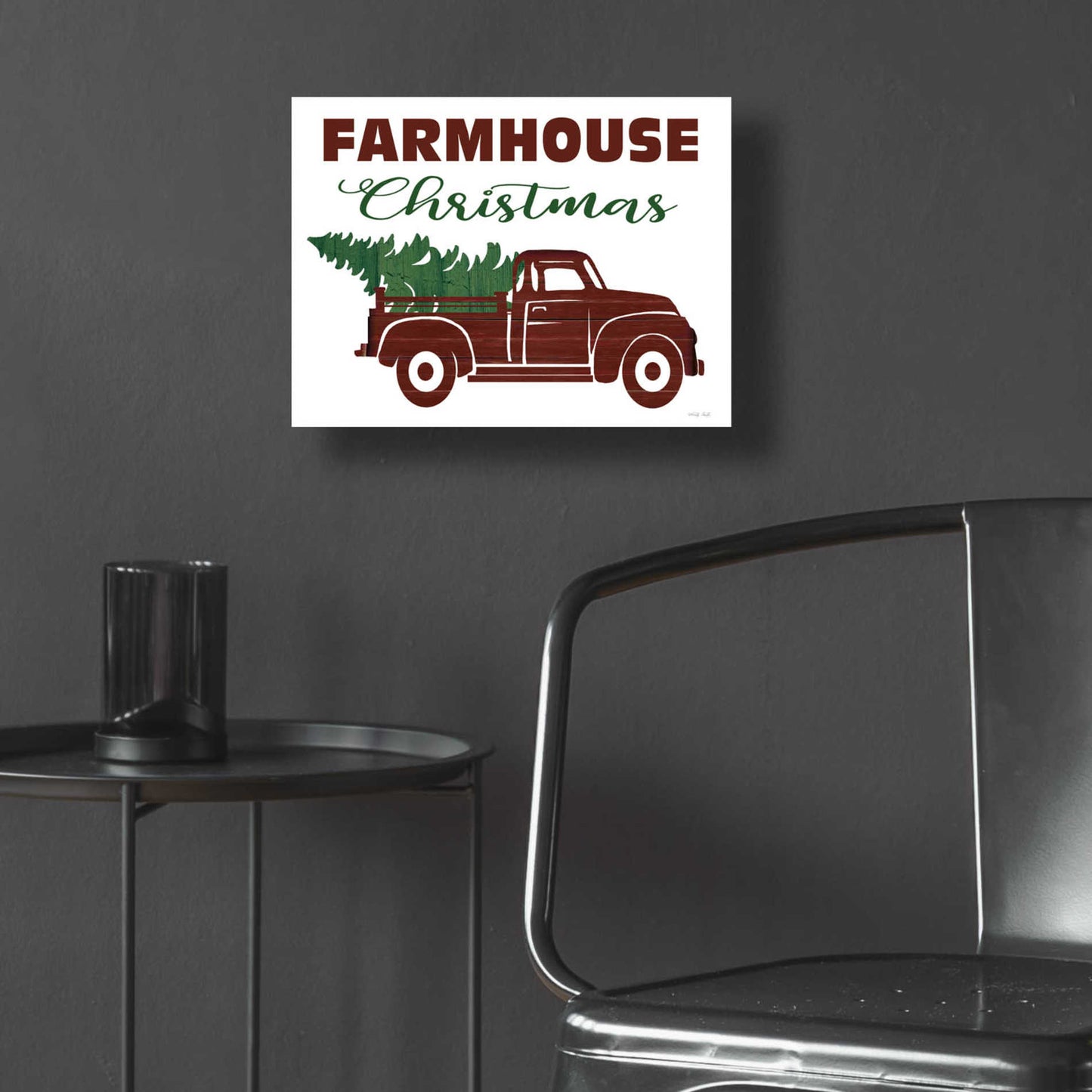 Epic Art 'Farmhouse Christmas Truck' by Cindy Jacobs, Acrylic Glass Wall Art,16x12