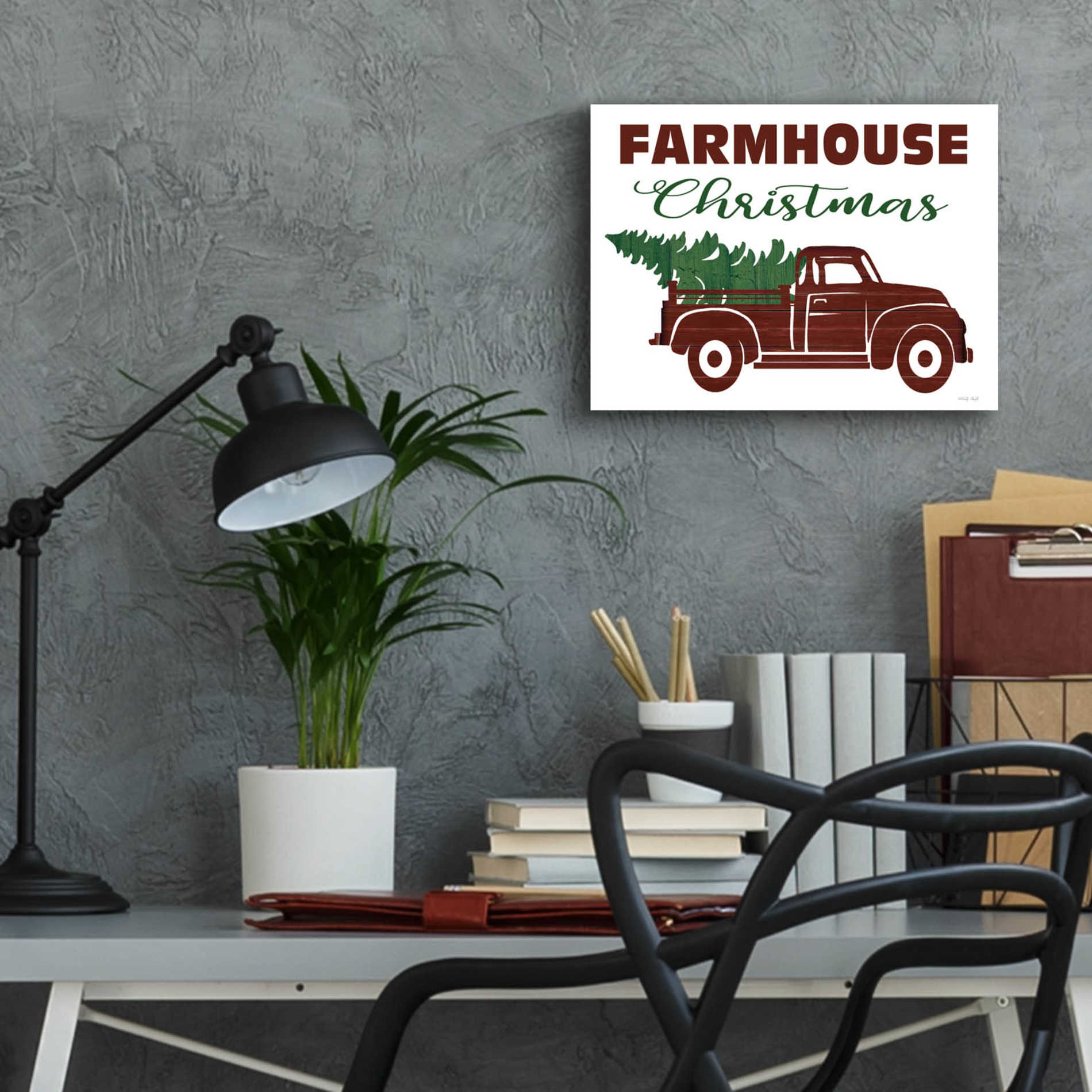 Epic Art 'Farmhouse Christmas Truck' by Cindy Jacobs, Acrylic Glass Wall Art,16x12