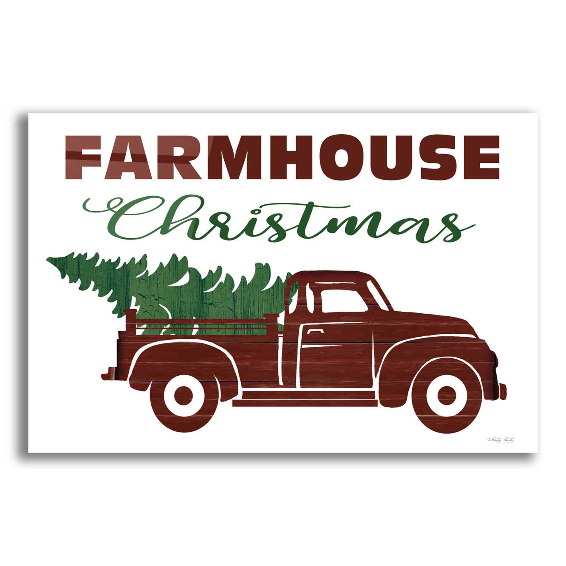 Epic Art 'Farmhouse Christmas Truck' by Cindy Jacobs, Acrylic Glass Wall Art,16x12