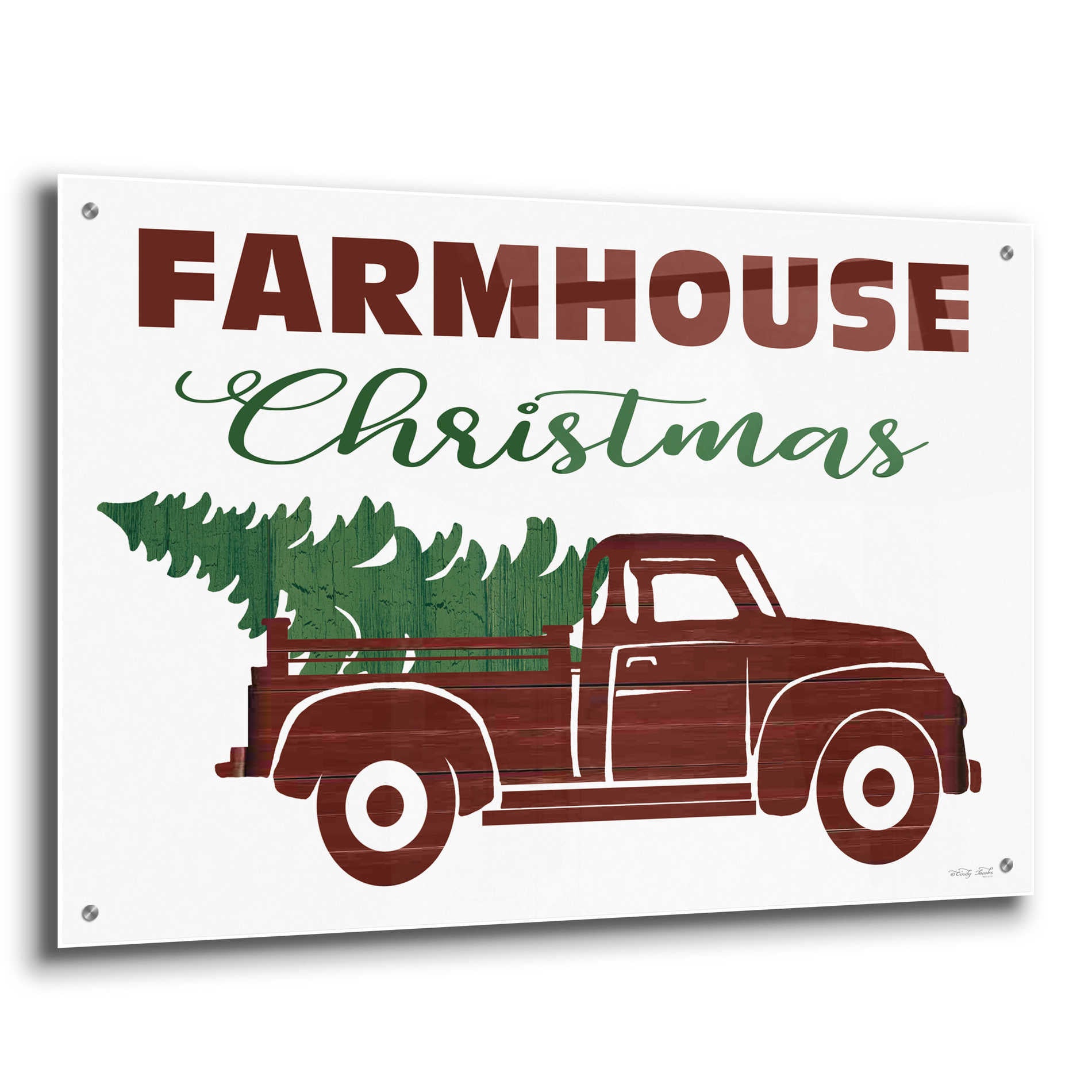 Epic Art 'Farmhouse Christmas Truck' by Cindy Jacobs, Acrylic Glass Wall Art,36x24