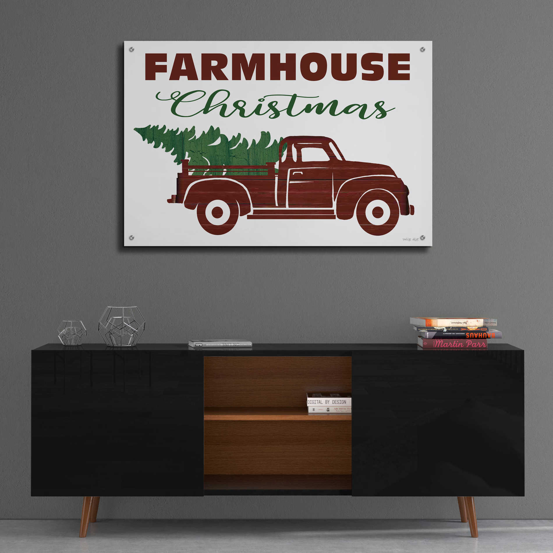 Epic Art 'Farmhouse Christmas Truck' by Cindy Jacobs, Acrylic Glass Wall Art,36x24