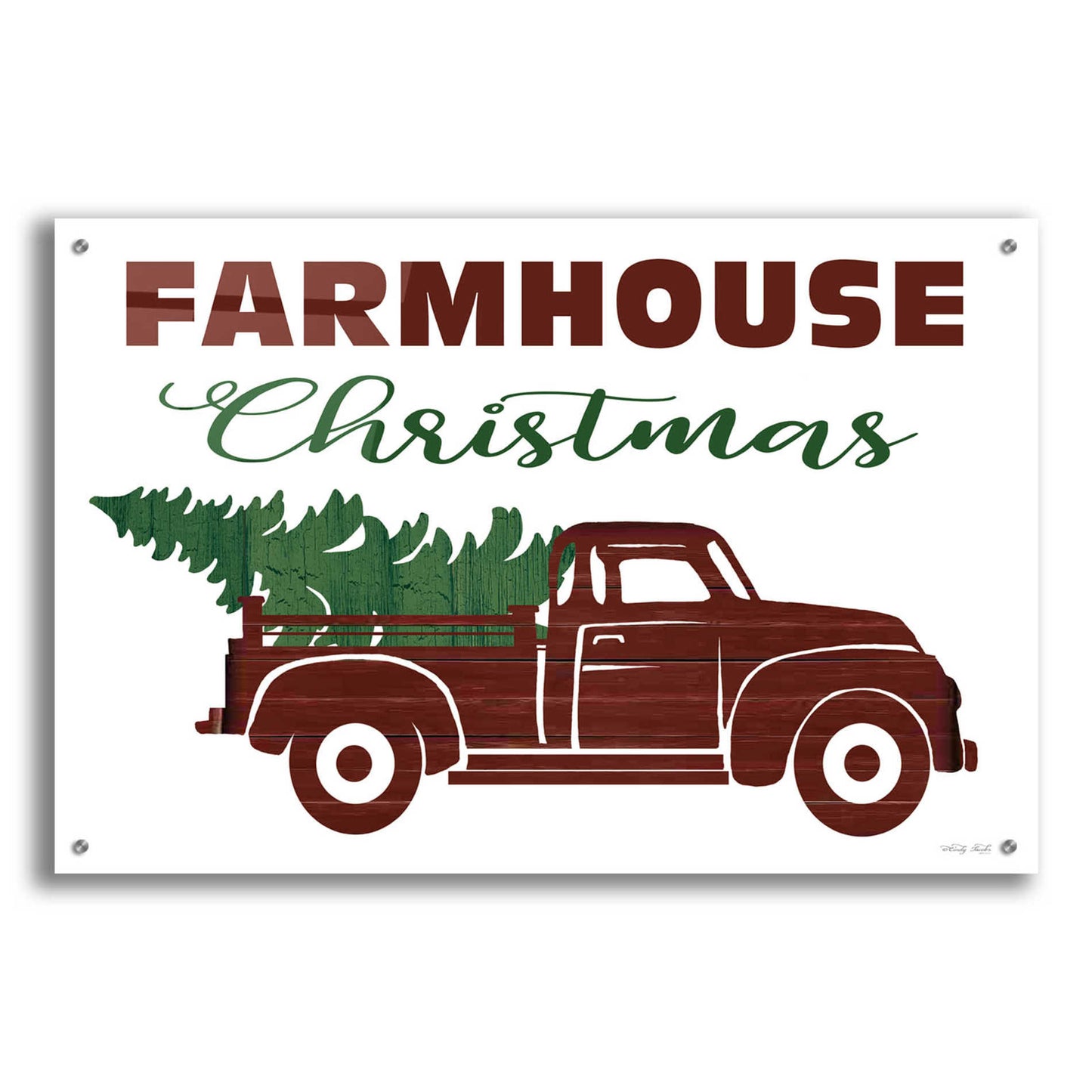 Epic Art 'Farmhouse Christmas Truck' by Cindy Jacobs, Acrylic Glass Wall Art,36x24