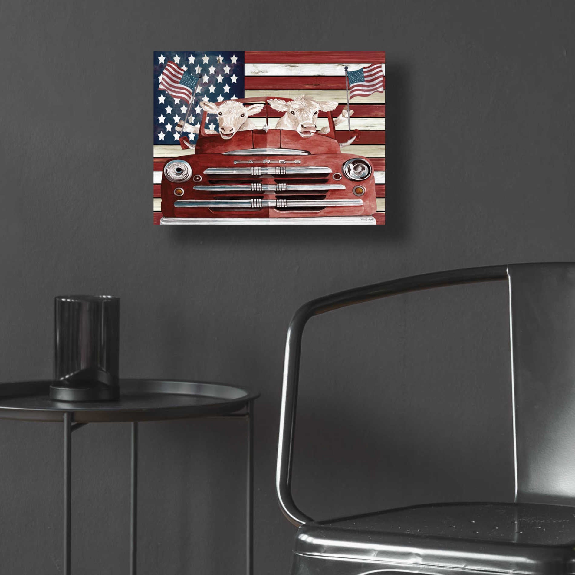 Epic Art 'Patriotic Cows' by Cindy Jacobs, Acrylic Glass Wall Art,16x12