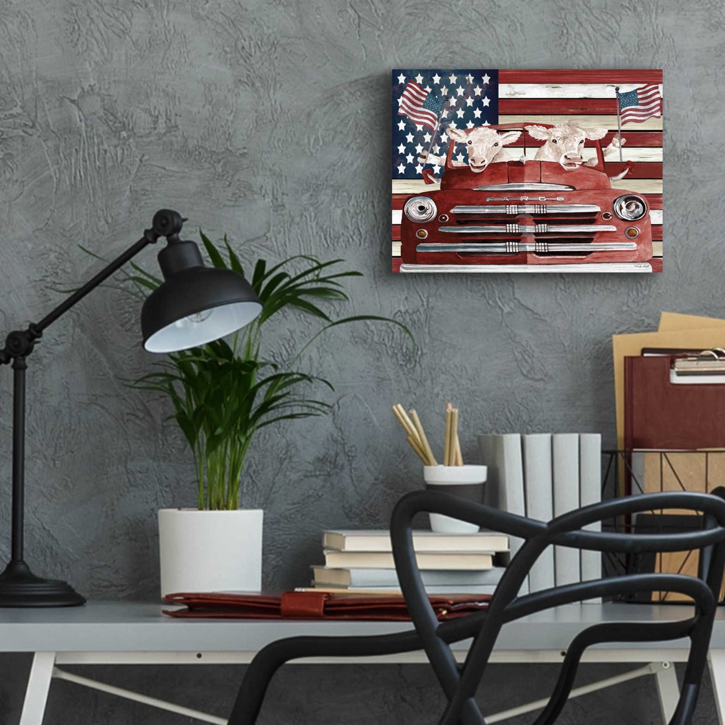 Epic Art 'Patriotic Cows' by Cindy Jacobs, Acrylic Glass Wall Art,16x12