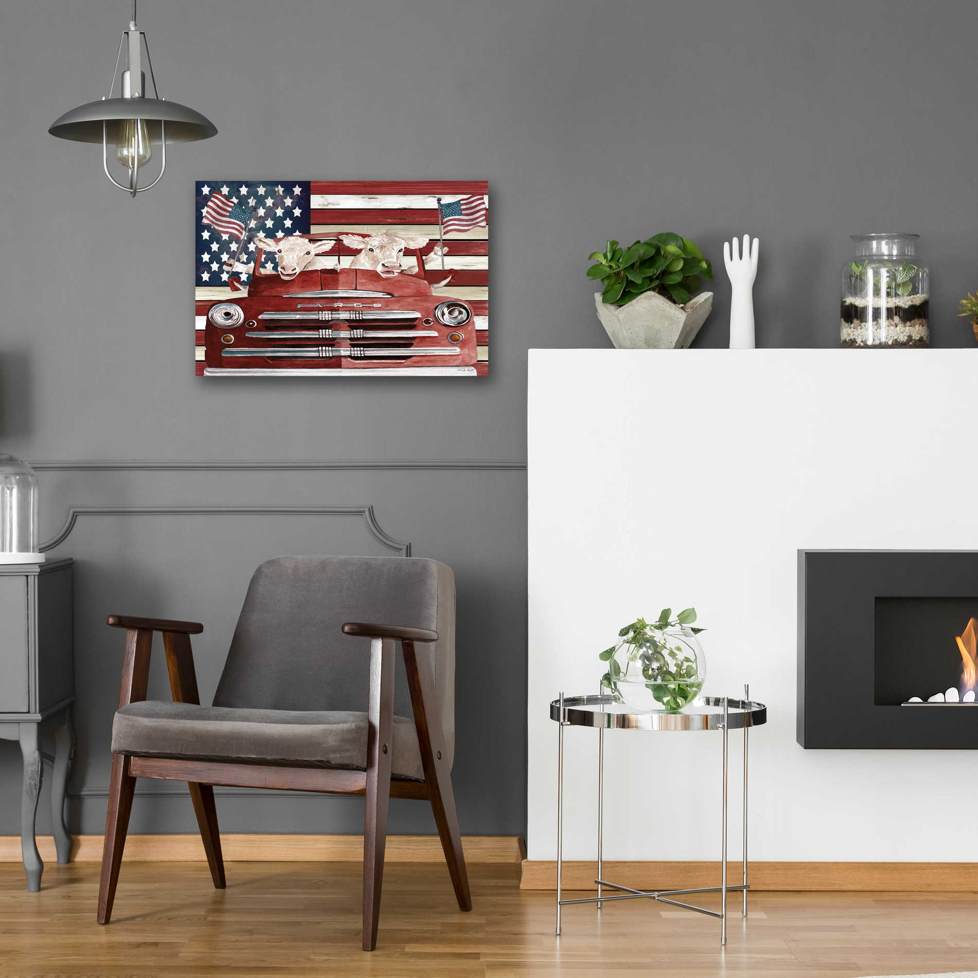 Epic Art 'Patriotic Cows' by Cindy Jacobs, Acrylic Glass Wall Art,24x16