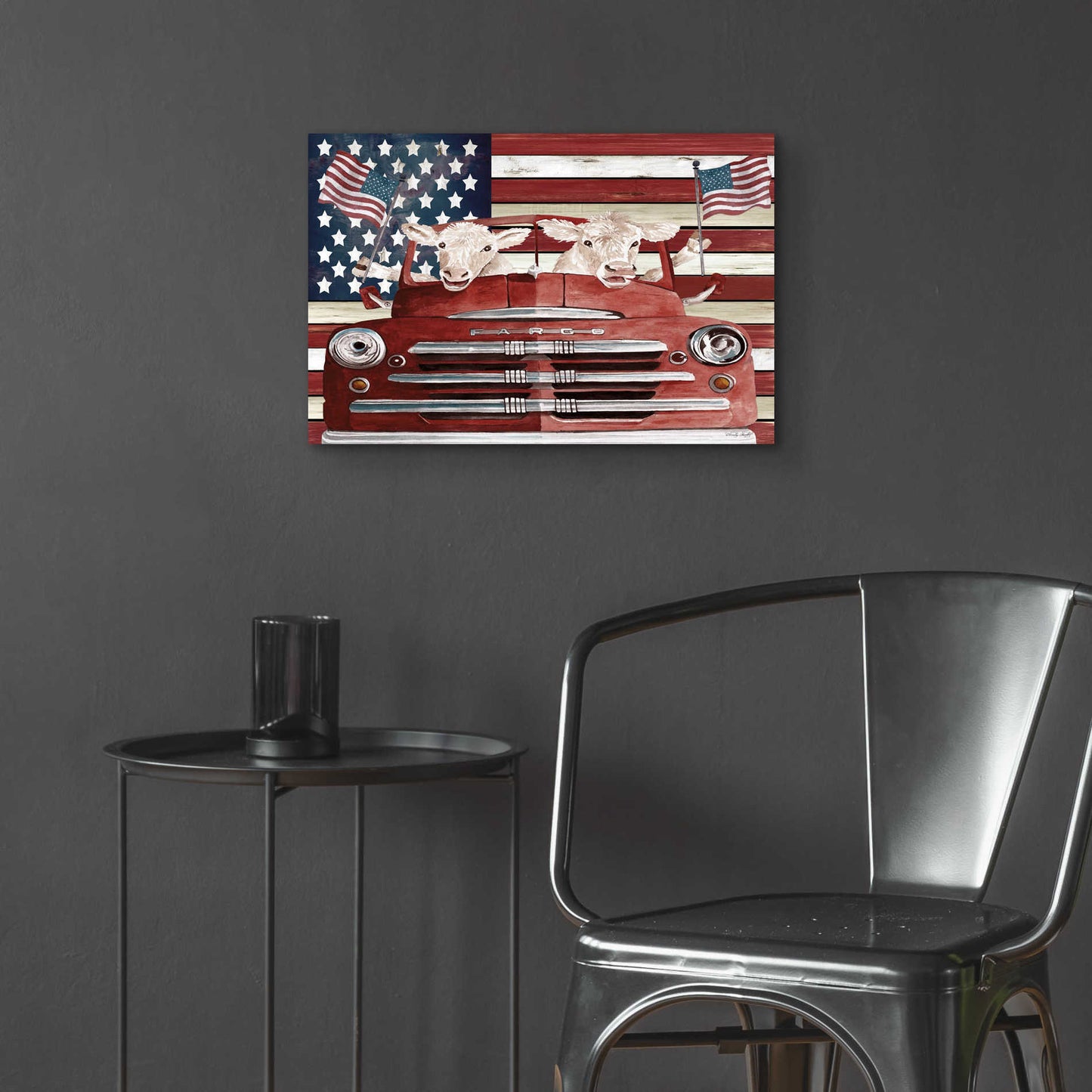 Epic Art 'Patriotic Cows' by Cindy Jacobs, Acrylic Glass Wall Art,24x16