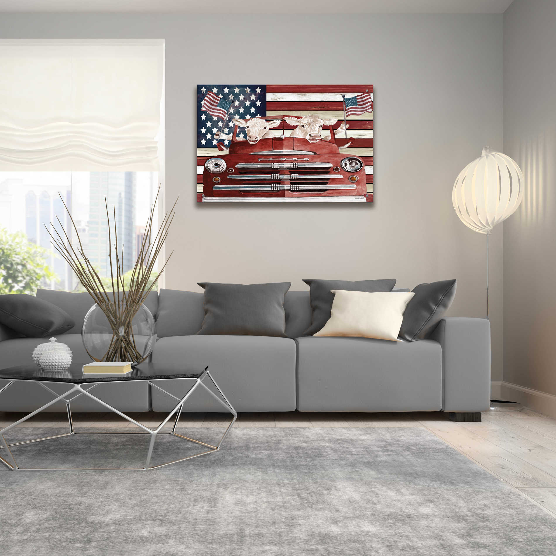Epic Art 'Patriotic Cows' by Cindy Jacobs, Acrylic Glass Wall Art,36x24