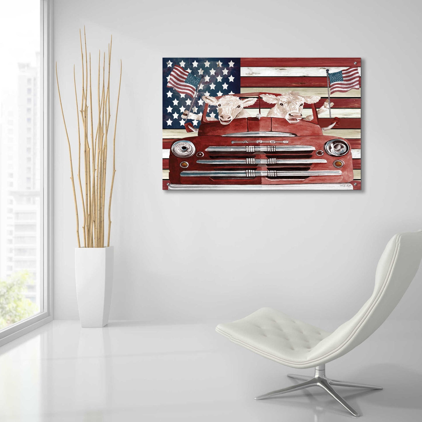 Epic Art 'Patriotic Cows' by Cindy Jacobs, Acrylic Glass Wall Art,36x24