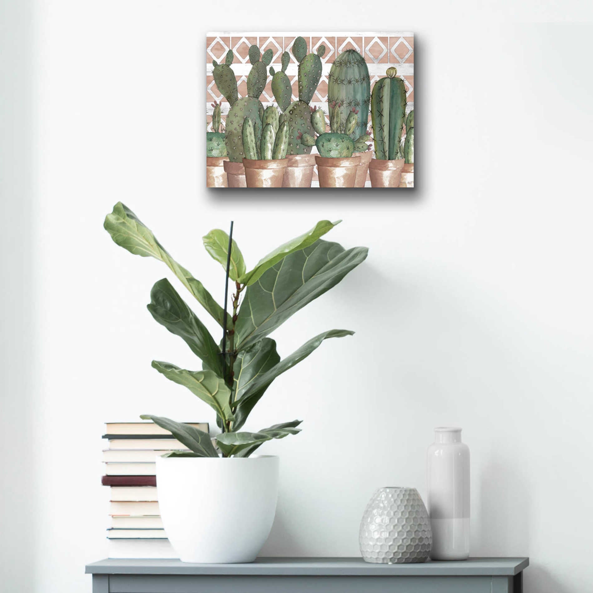 Epic Art 'Geo Succulents' by Cindy Jacobs, Acrylic Glass Wall Art,16x12