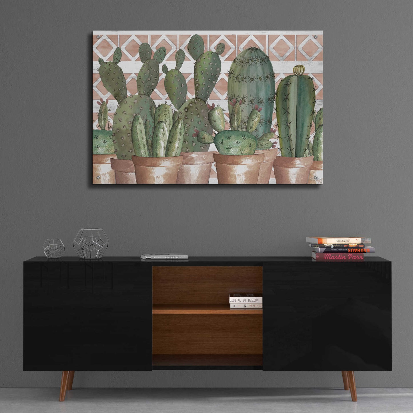 Epic Art 'Geo Succulents' by Cindy Jacobs, Acrylic Glass Wall Art,36x24