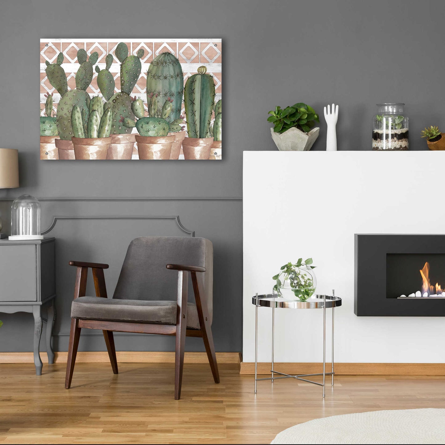 Epic Art 'Geo Succulents' by Cindy Jacobs, Acrylic Glass Wall Art,36x24