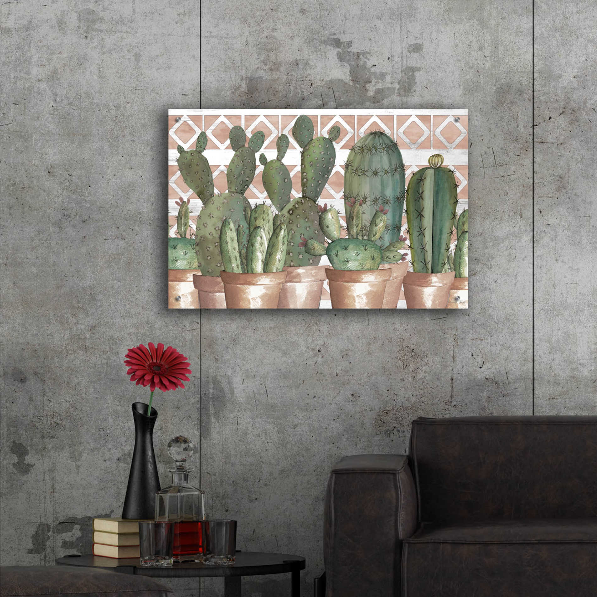 Epic Art 'Geo Succulents' by Cindy Jacobs, Acrylic Glass Wall Art,36x24