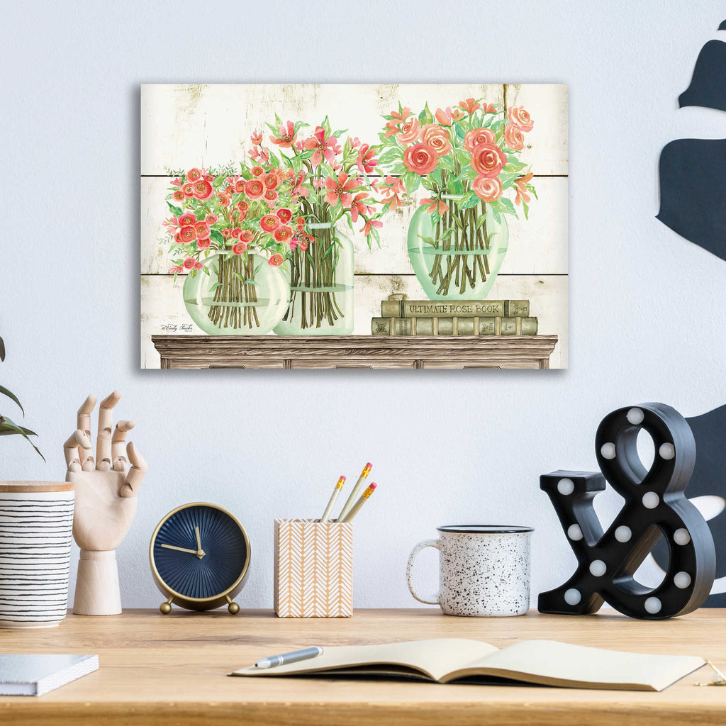 Epic Art 'Trio of Flowers' by Cindy Jacobs, Acrylic Glass Wall Art,16x12