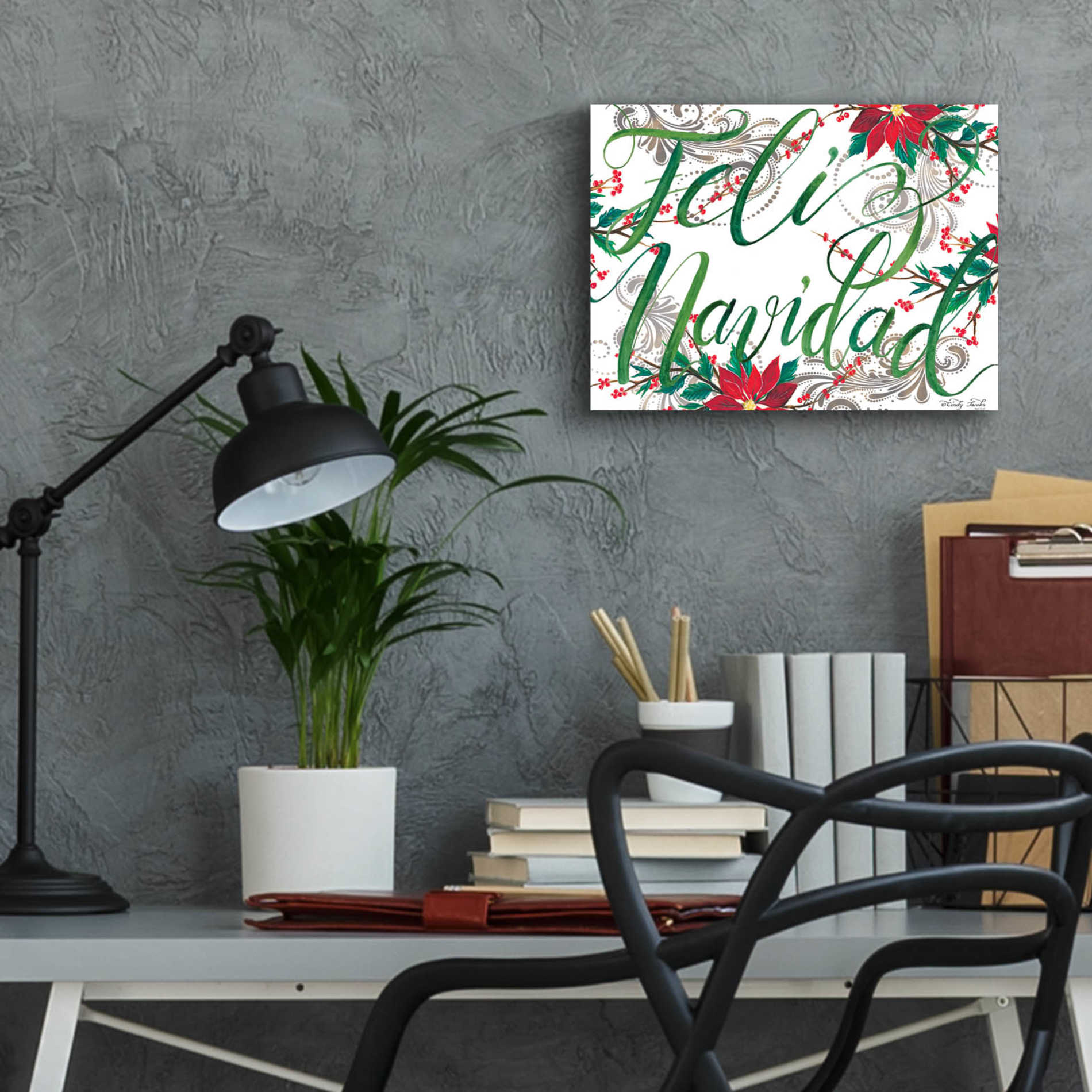 Epic Art 'Feliz Navidad' by Cindy Jacobs, Acrylic Glass Wall Art,16x12