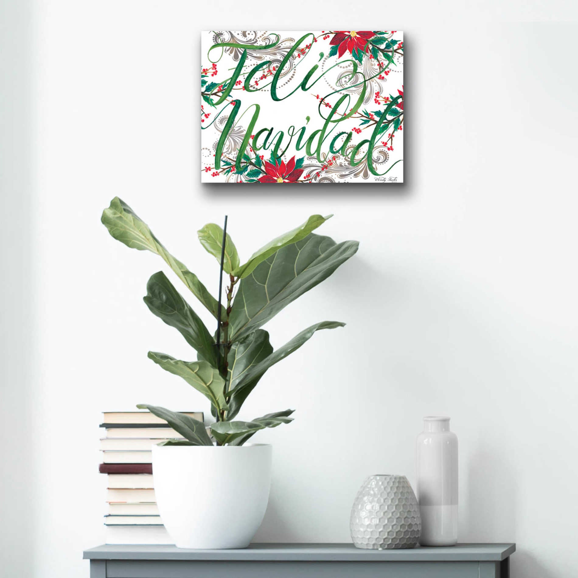 Epic Art 'Feliz Navidad' by Cindy Jacobs, Acrylic Glass Wall Art,16x12