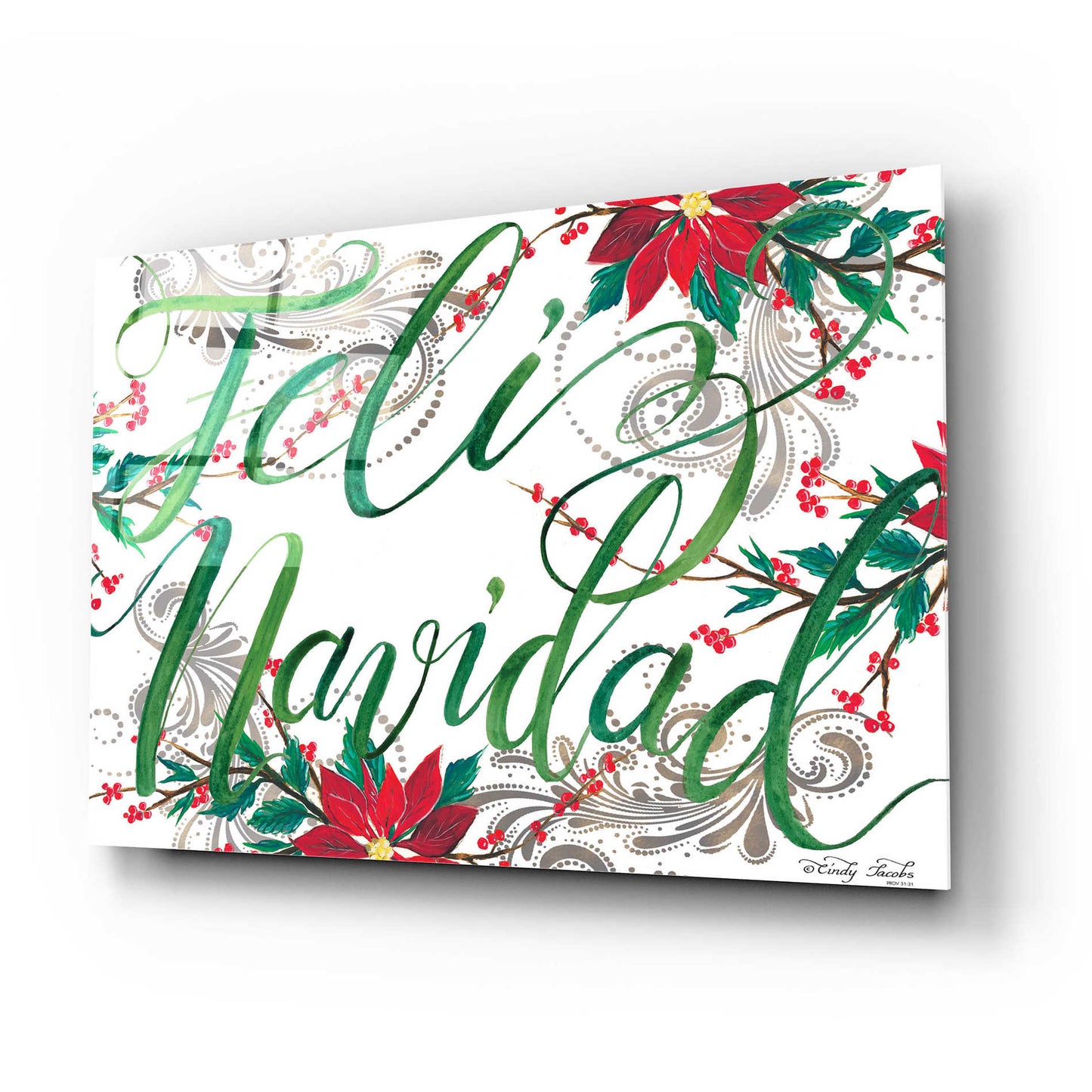 Epic Art 'Feliz Navidad' by Cindy Jacobs, Acrylic Glass Wall Art,24x16