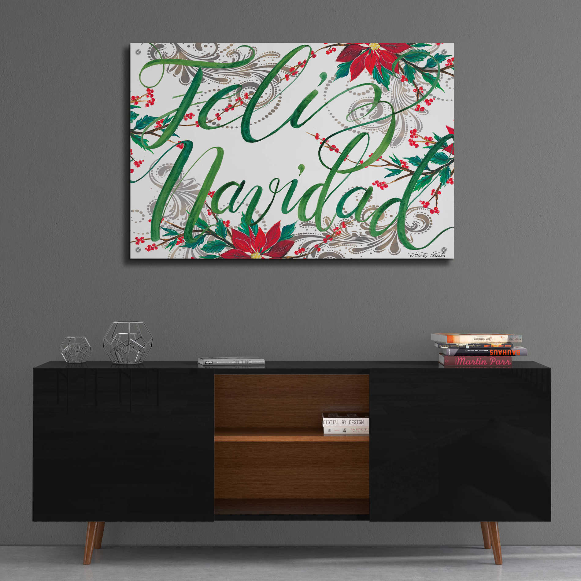 Epic Art 'Feliz Navidad' by Cindy Jacobs, Acrylic Glass Wall Art,36x24