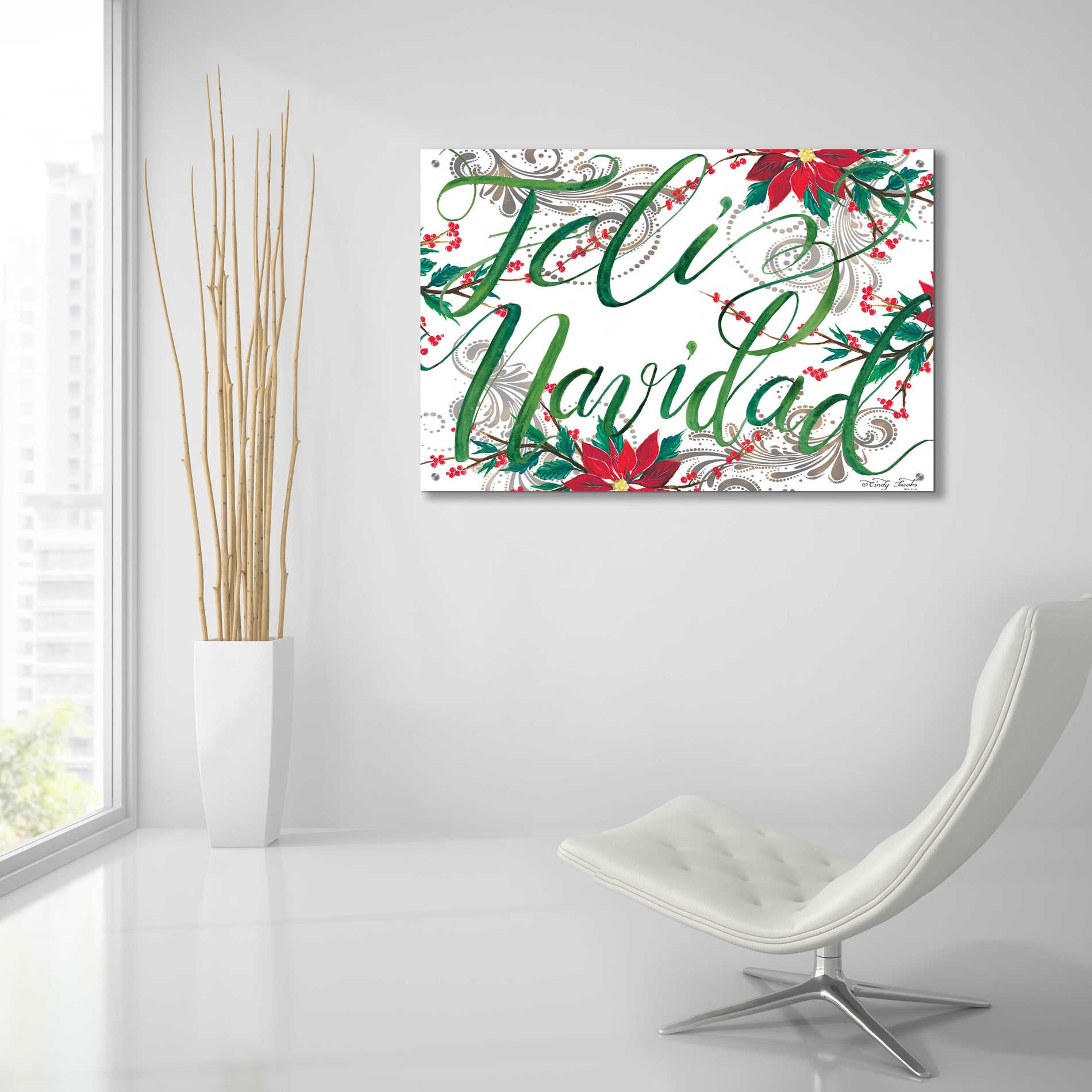 Epic Art 'Feliz Navidad' by Cindy Jacobs, Acrylic Glass Wall Art,36x24