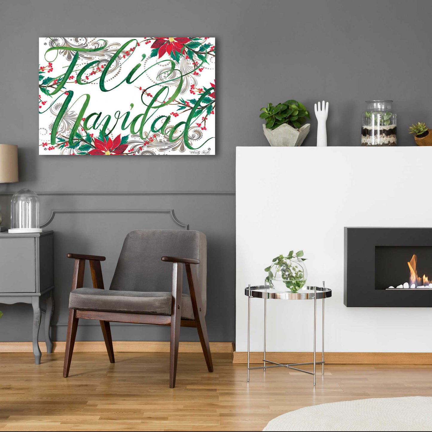 Epic Art 'Feliz Navidad' by Cindy Jacobs, Acrylic Glass Wall Art,36x24