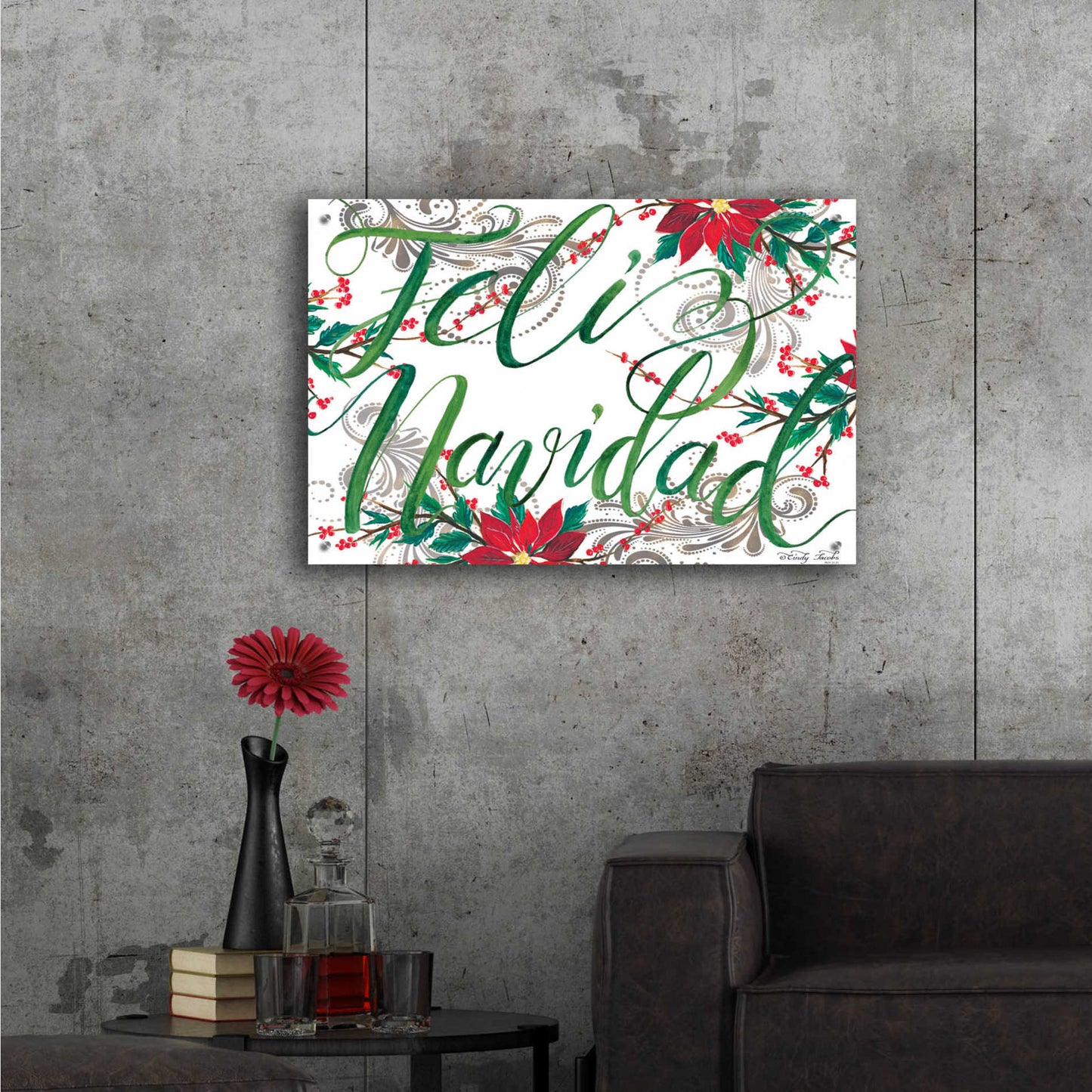 Epic Art 'Feliz Navidad' by Cindy Jacobs, Acrylic Glass Wall Art,36x24