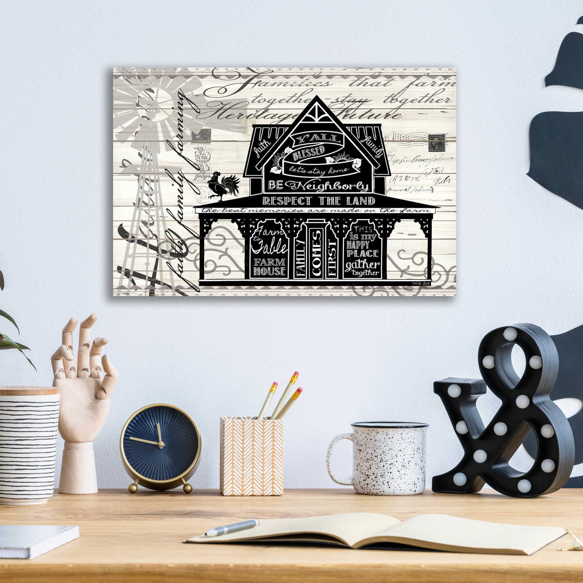 Epic Art 'Y'all Blessed Farmhouse' by Cindy Jacobs, Acrylic Glass Wall Art,16x12