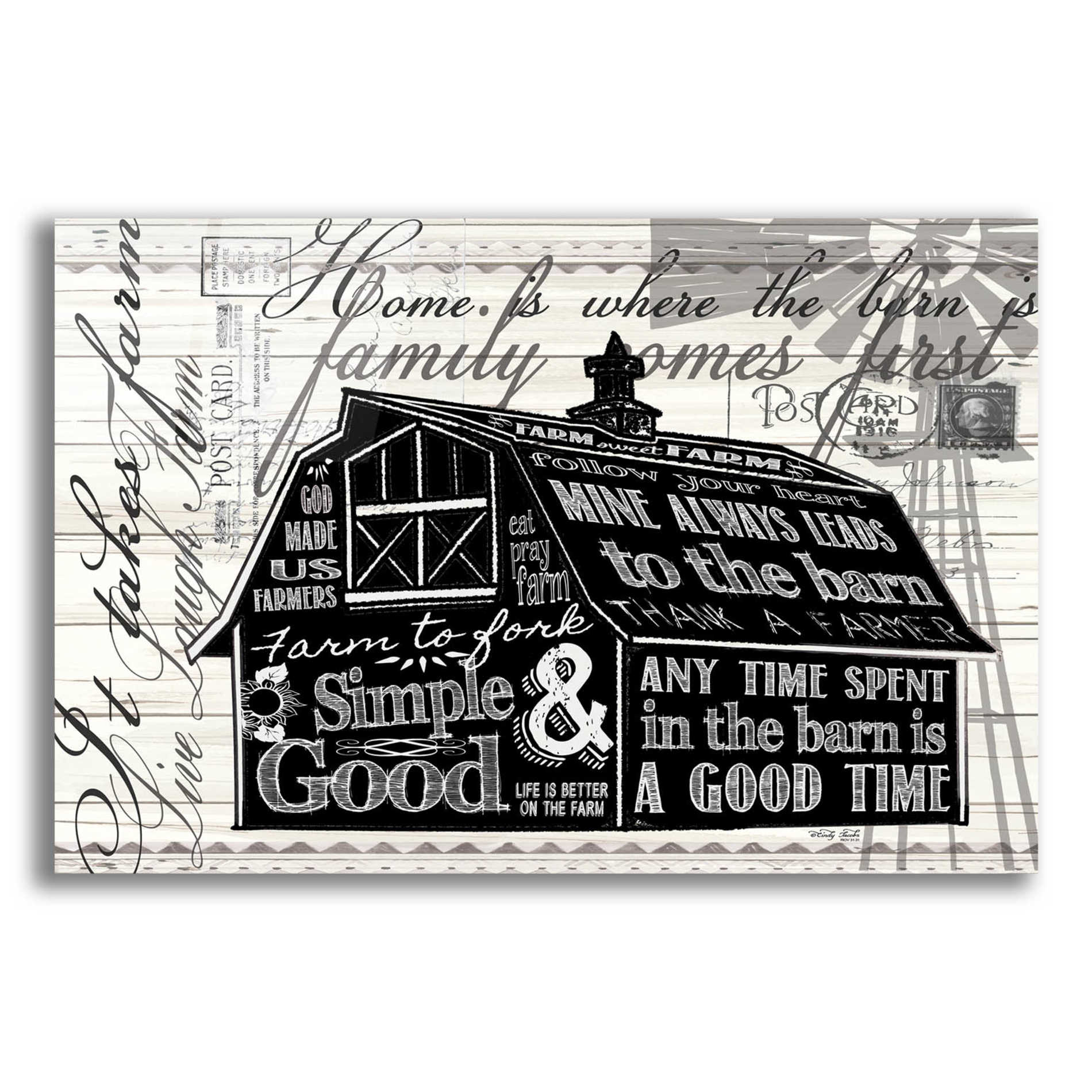 Epic Art 'Simple & Good Barn' by Cindy Jacobs, Acrylic Glass Wall Art,16x12