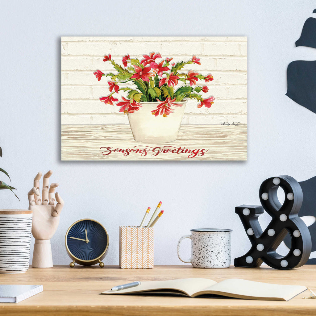 Epic Art 'Christmas Cactus - Season's Greetings' by Cindy Jacobs, Acrylic Glass Wall Art,16x12