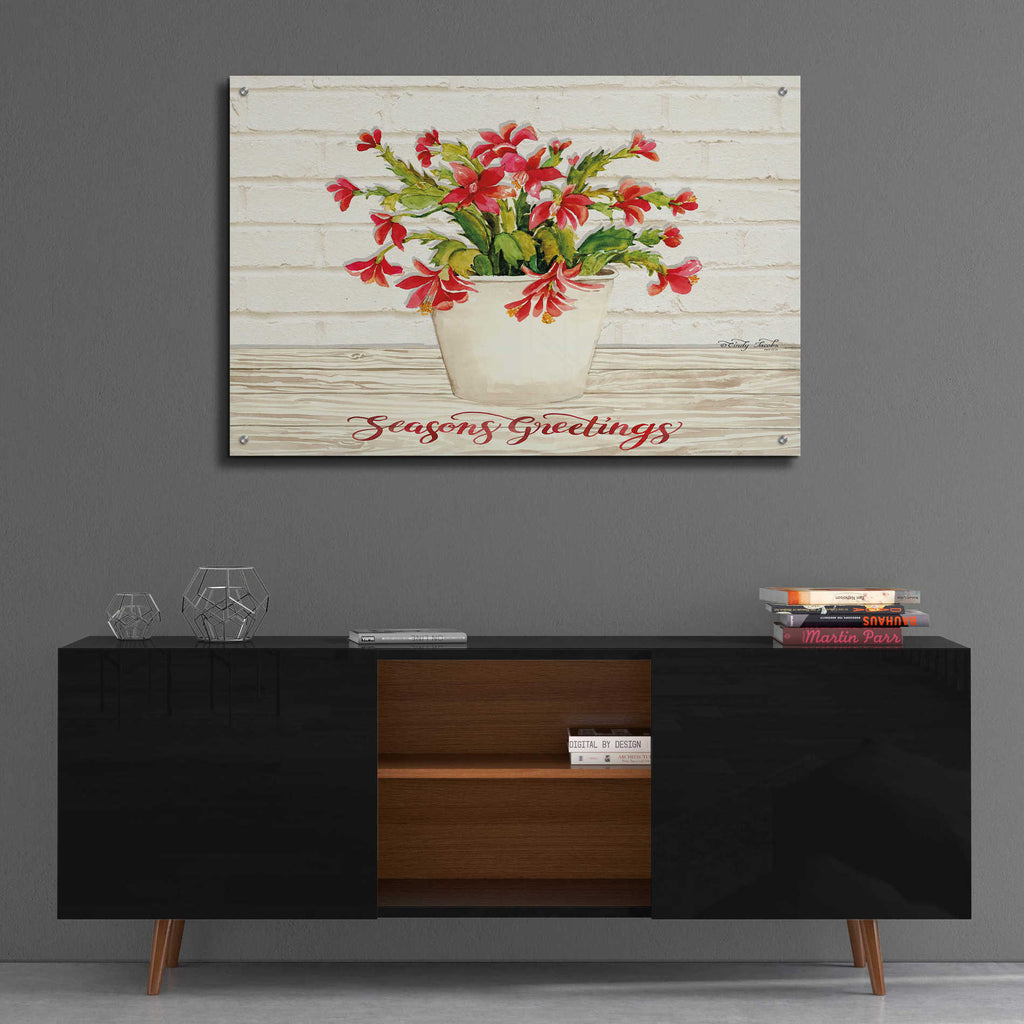 Epic Art 'Christmas Cactus - Season's Greetings' by Cindy Jacobs, Acrylic Glass Wall Art,36x24