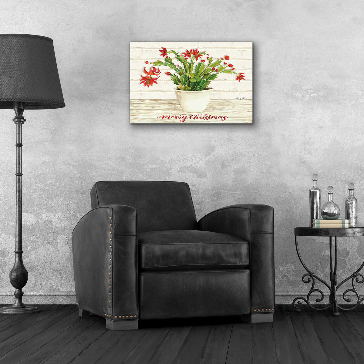 Epic Art 'Christmas Cactus - Merry Christmas' by Cindy Jacobs, Acrylic Glass Wall Art,24x16