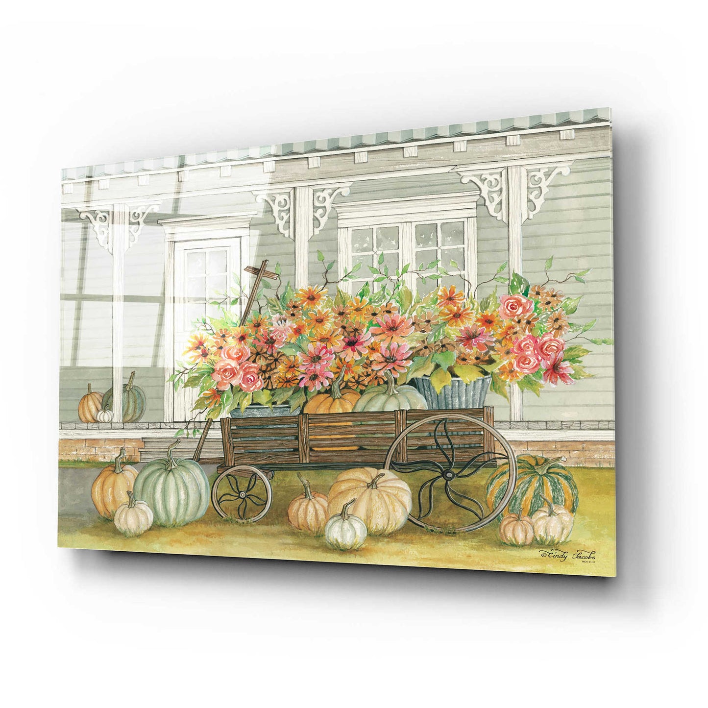 Epic Art 'Fall Wagon' by Cindy Jacobs, Acrylic Glass Wall Art,24x16