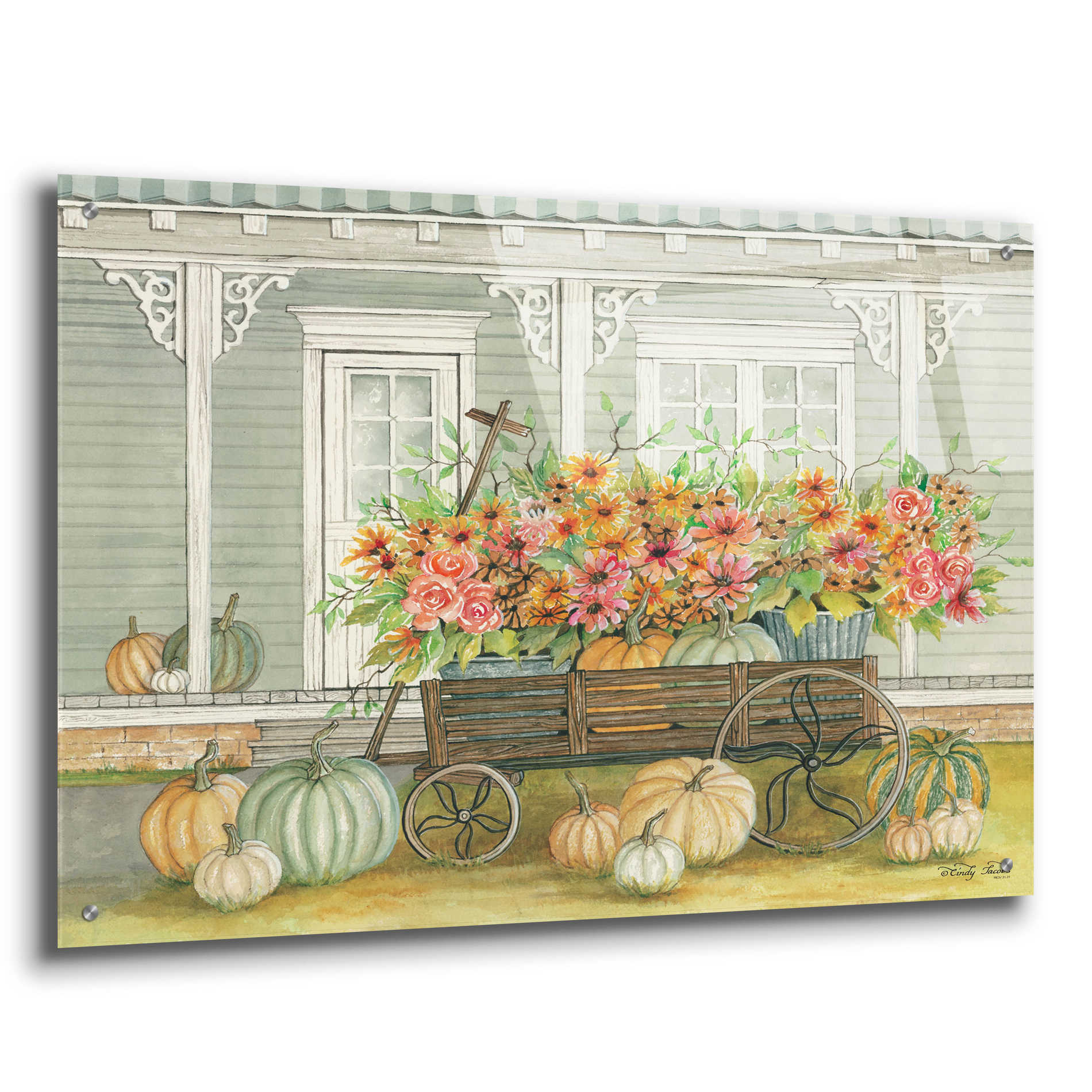 Epic Art 'Fall Wagon' by Cindy Jacobs, Acrylic Glass Wall Art,36x24