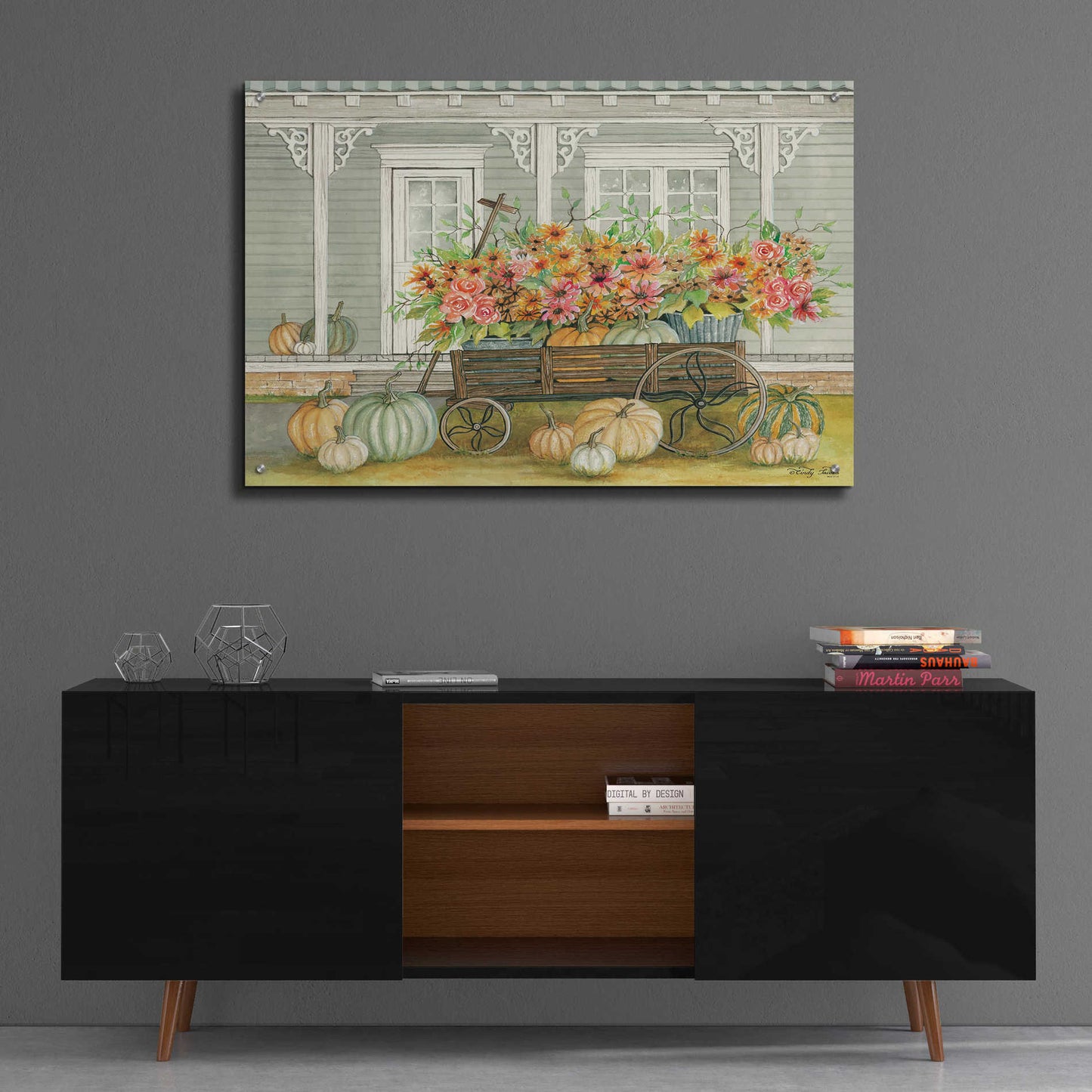 Epic Art 'Fall Wagon' by Cindy Jacobs, Acrylic Glass Wall Art,36x24