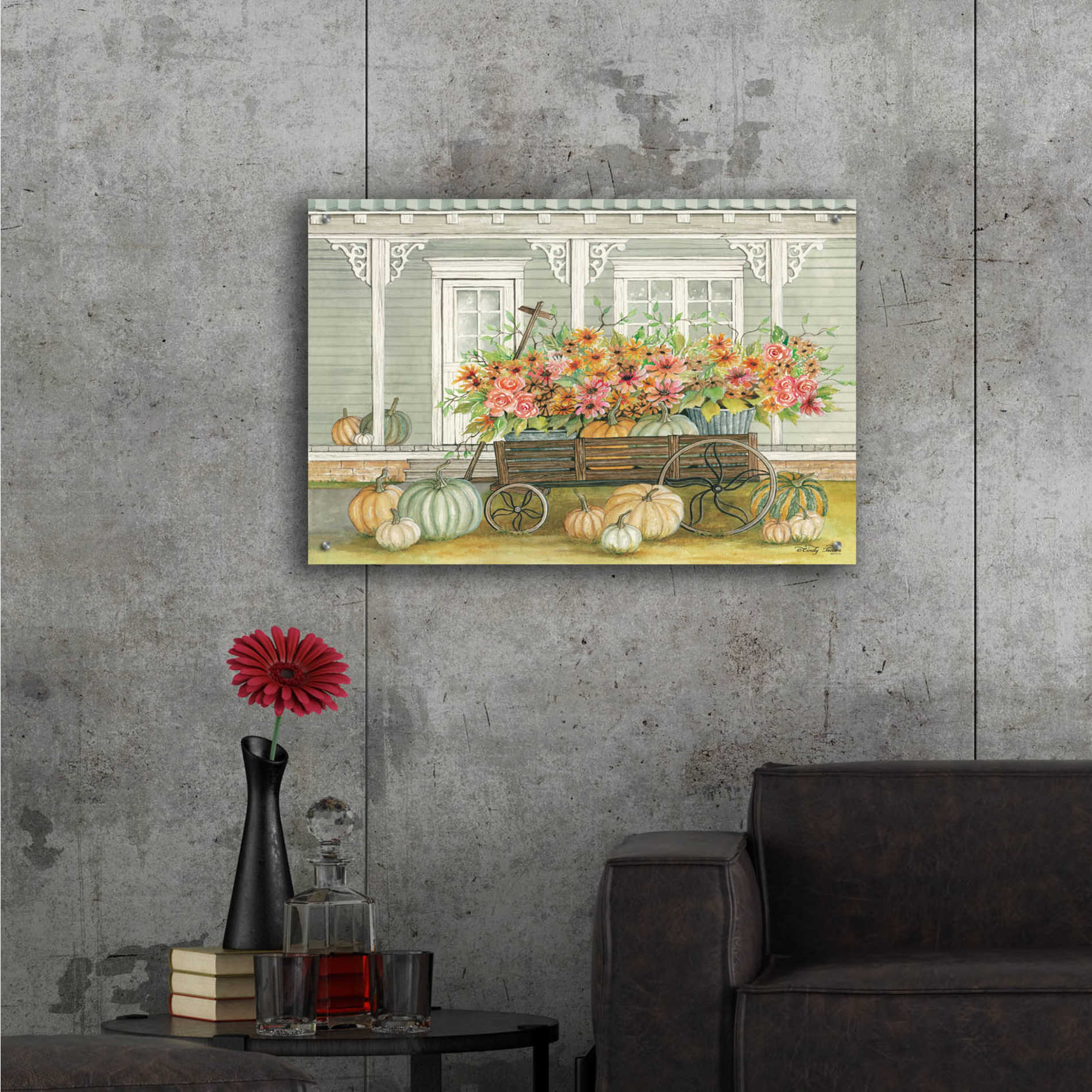 Epic Art 'Fall Wagon' by Cindy Jacobs, Acrylic Glass Wall Art,36x24