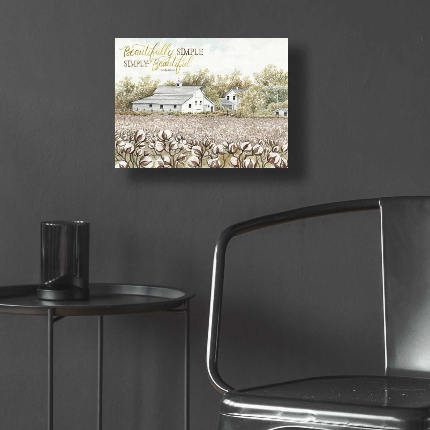 Epic Art 'Beautifully Simple Cotton Farm' by Cindy Jacobs, Acrylic Glass Wall Art,16x12