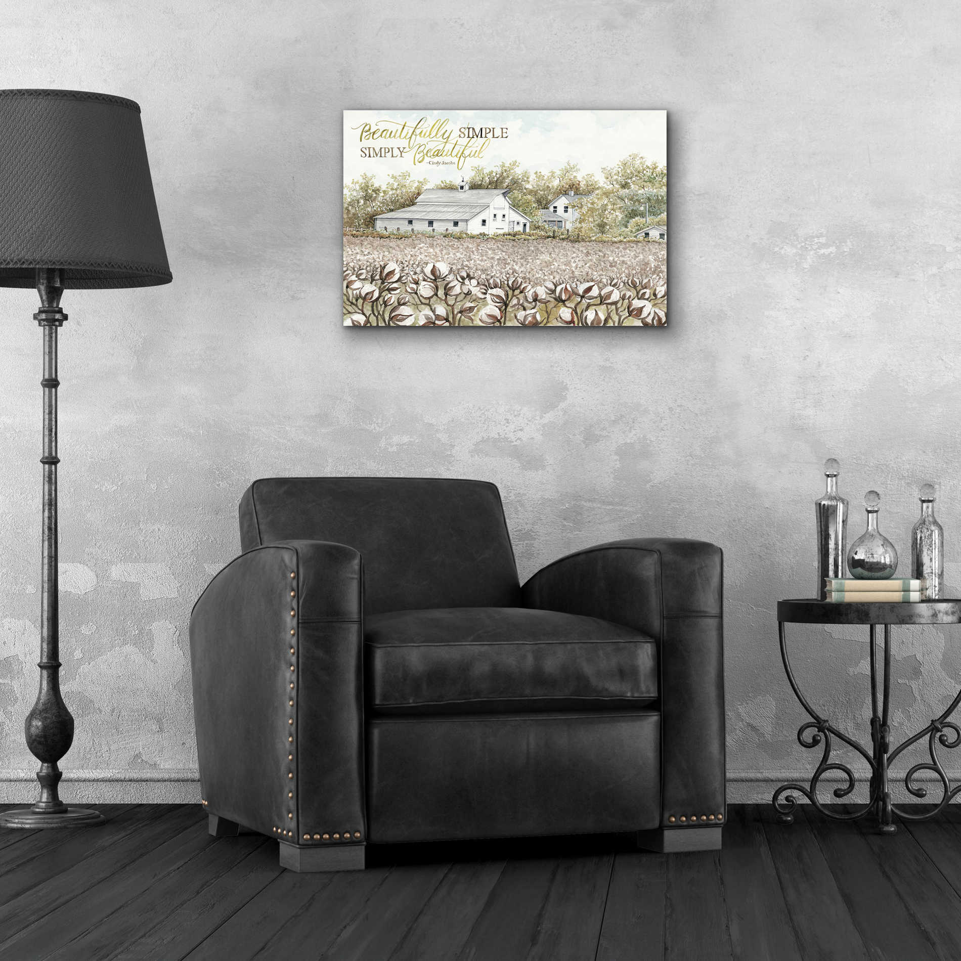 Epic Art 'Beautifully Simple Cotton Farm' by Cindy Jacobs, Acrylic Glass Wall Art,24x16